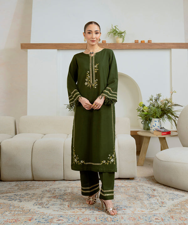 2PC - Embroidered Khaddar Suit