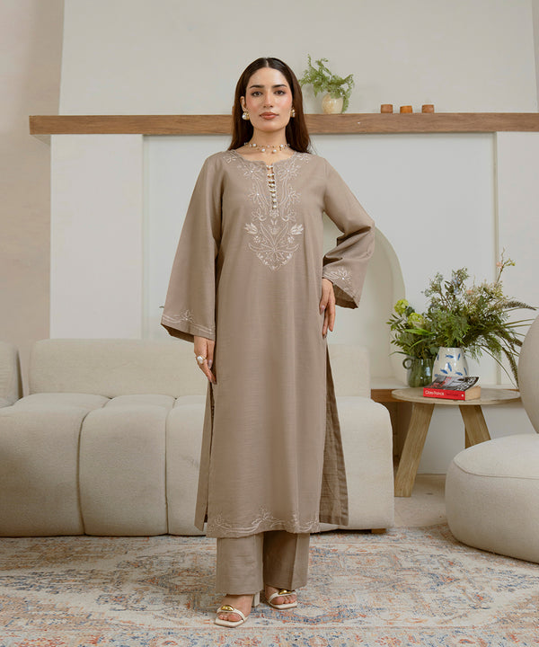 2PC - Embroidered Khaddar Suit