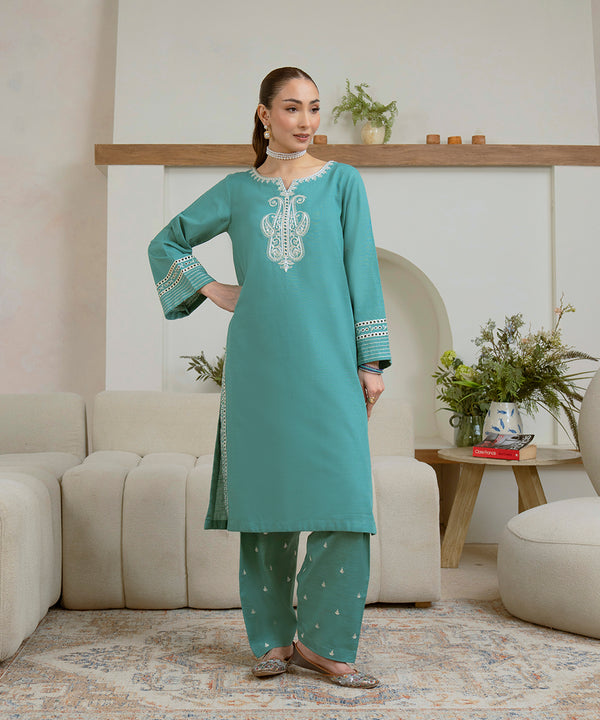 2PC - Embroidered Khaddar Suit