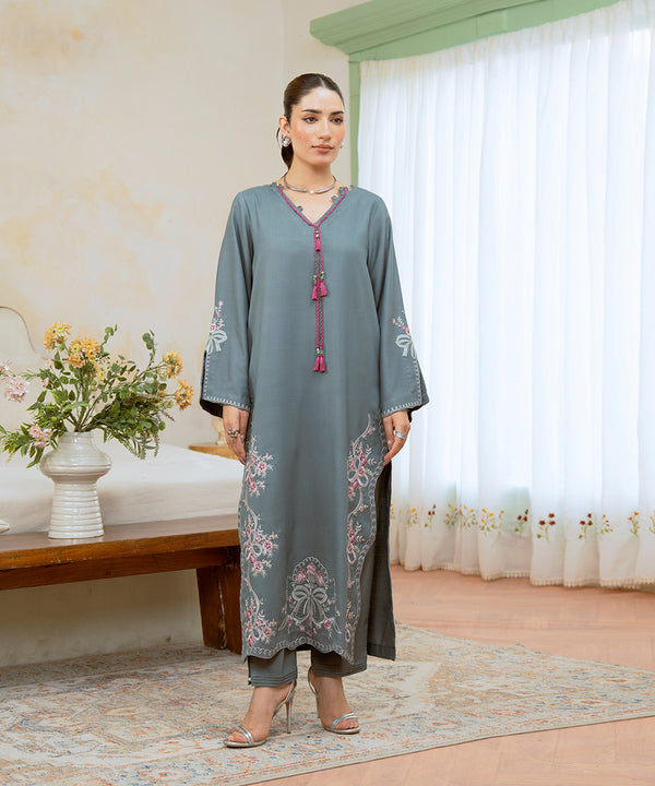 2PC - Embroidered Dhanak Suit