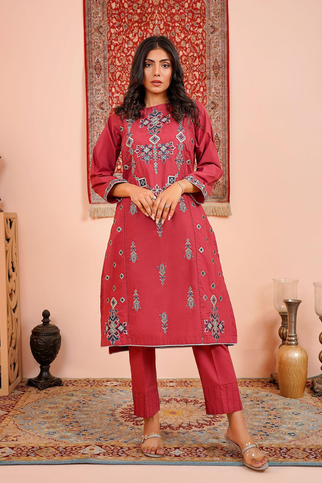 NEUTRALS EMBROIDERED KE-230565 (2PC) - Kross Kulture 