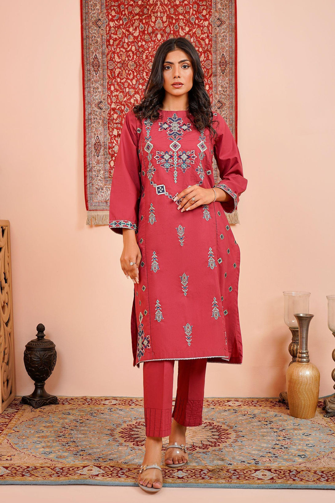 NEUTRALS EMBROIDERED KE-230565 (2PC) - Kross Kulture 