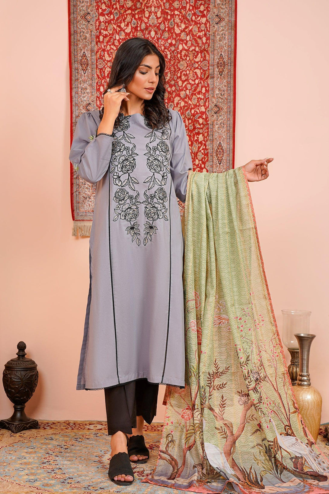 NEUTRALS EMBROIDERED KE-230575 (2PC) - Kross Kulture 