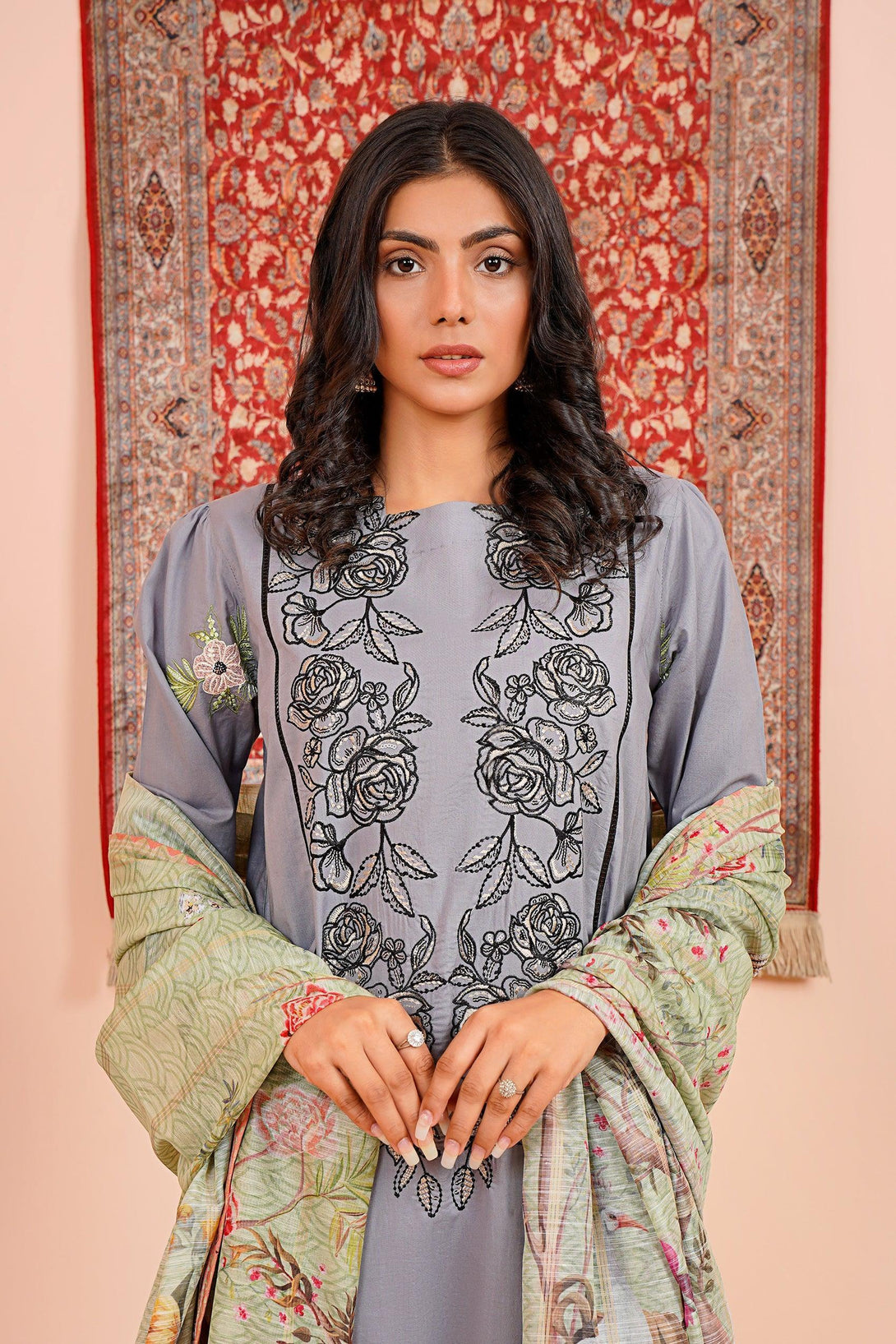 NEUTRALS EMBROIDERED KE-230575 (2PC) - Kross Kulture 