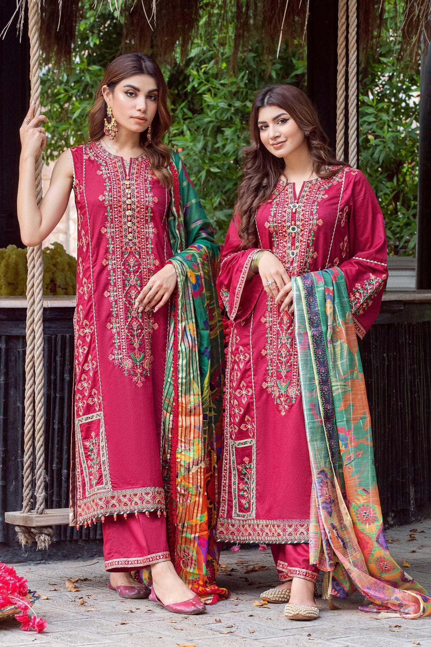 LUXURY UNSTITCHED GULAL 3PC - Kross Kulture 