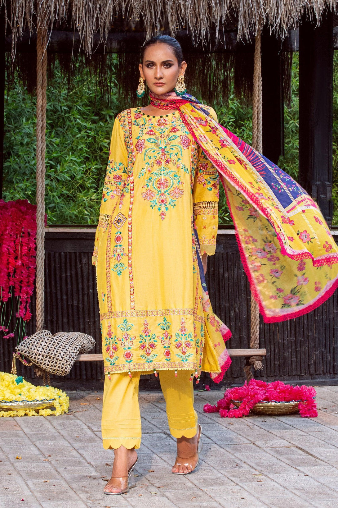 LUXURY UNSTITCHED INAYA 3PC - Kross Kulture 