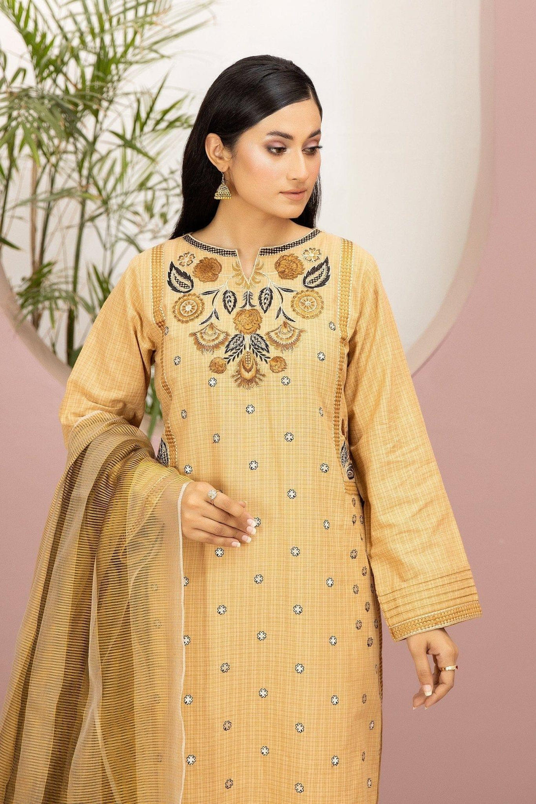 DASTOOR EMBROIDERED KE-230507 (3PC) - Kross Kulture 