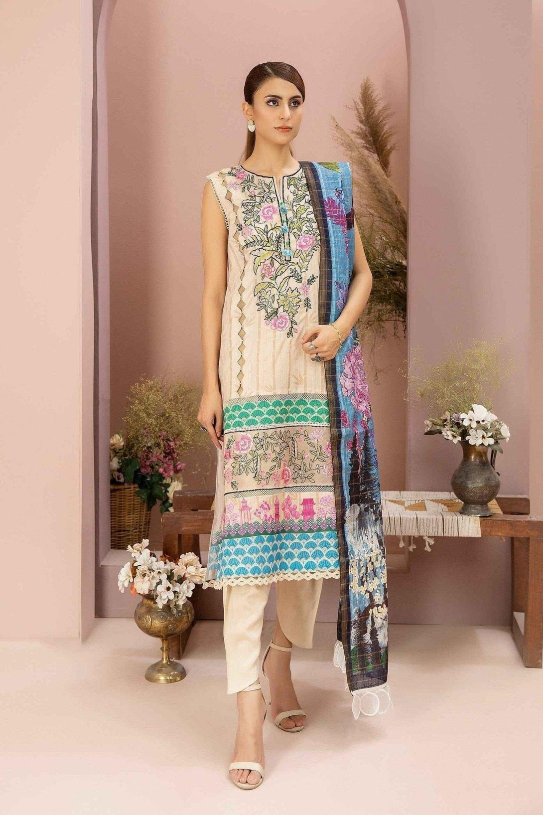 LEYLA LUXURY LAWN UNSTITCHED KPR-D-25 (2PC) - Kross Kulture 